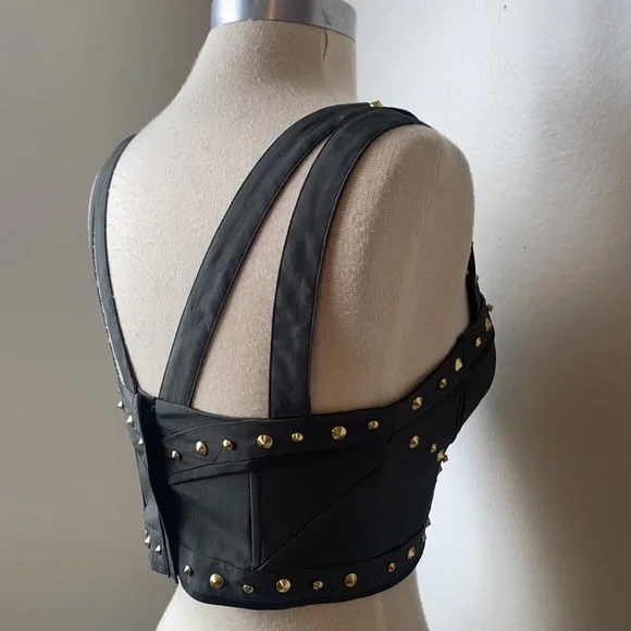 - Guess Marciano Olive Green Studded Crop Corset Bustier 4 - Picture 7 of 9